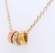 Vintage 925 Sterling Silver Triple Round Pendant on adjustable Chain Necklace