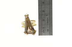 14K Yellow Gold 1960's Smoky Quartz Fantasy Cut Cocktail Ring