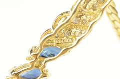 14K Yellow Gold Marquise Natural Sapphire Diamond Chevron Necklace