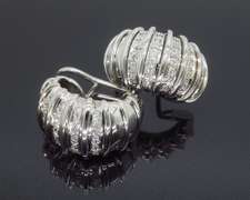 18K White Gold Diamond Omega Back Earrings