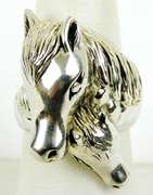 Big Chunky Sterling Mare & Foul Ring, Size 8