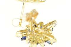 14K Yellow Gold 1.00 Ctw Diamond Sapphire Snow Flake Star Earrings
