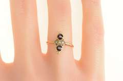10K Yellow Gold Victorian Garnet Seed Pearl Ornate Statement Ring