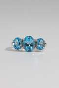 .925 Sterling Silver Ring w/ Blue Topaz Natural Gem Stones Size 7.5