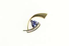 14K Yellow Gold 2.41 Ctw Trillion Sapphire Diamond Abstract Pendant