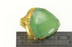 22K Yellow Gold Victorian Floral Jade Heart Planchette Pin/Brooch