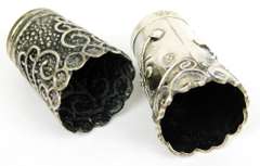 2 Ornate Vintage Sterling Silver Thimbles