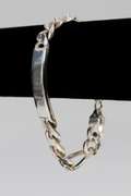 .925 Sterling Silver 11mm 3+1 Figaro Link ID Bracelet 8 Inches