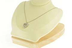 14K White Gold 0.90 Ctw 1940's Diamond Heart Love Symbol Necklace