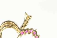 10K Yellow Gold Heart Love Symbol Ruby Diamond Statement Pendant
