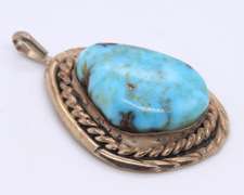 Vintage 925 Sterling Silver Turquoise Pendant
