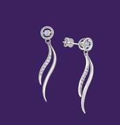 14k White gold $ 0.1ct Dancing Diamond Wings earrings