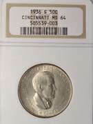 1936-S Cincinnati Commemorative Half Dollar NGC MS64