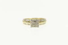 10K Yellow Gold 0.20 Ctw Diamond Squared Cluster Engagement Ring