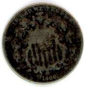 1869 No Rays Shield Nickel