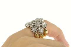 18K Yellow Gold 1.40 Ctw Sonia B Diamond Flower Chain Band Ring