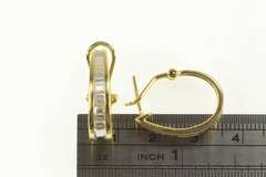 14K Yellow Gold 1.28 Ctw Baguette Diamond Hoop French Clip Earrings