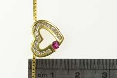 14K Yellow Gold 0.60 Ctw Diamond Ruby Heart Love Chain Necklace