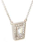 New 0.49ctw Tapered Baguette Diamond Frame Pendant Necklace