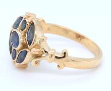 Pleasing 18kt Yellow Gold Multi Shape Blue Sapphire Cocktail Ring