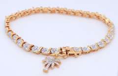 925 Sterling Silver over Gold Plated Cubic Zirconia Bracelet with Palm Tree Charm