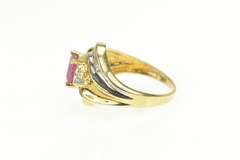 10K Yellow Gold 0.85 Ctw Natural Ruby Baguette Diamond Ring