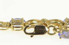 10K Yellow Gold Oval Tanzanite Diamond Accent Chain Bracelet