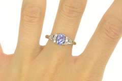 14K White Gold 1.33 Ctw Tanzanite Diamond Engagement Ring