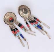 Vintage Sterling Silver American Indian Dangle Earrings