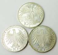3 German 1972 Olympic 10 Deutsche Mark Coins