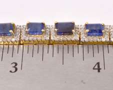 Sensational 15.00CTW Sapphire & 3.75CTW Diamond Bracelet in Gold Plated Sterling Silver