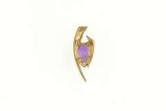 14K Yellow Gold Pear Amethyst Geometric Bypass Statement Pendant