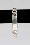 Italian .925 Sterling Silver 14.5mm 3+1 Figaro Link ID Bracelet 9 Inches