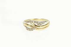 14K Yellow Gold Diamond Wave Ribbon Design Vintage Ring
