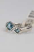 .925 Sterling Silver Blue Topaz Gemstone Ring Size 8