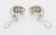 18K White Gold Diamond Omega Back Earrings