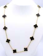Fabulous 18kt Yellow Gold 20 Motifs Black Onyx Long Necklace