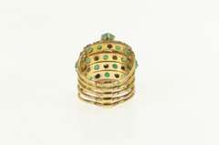 14K Yellow Gold Victorian Layered Green Glass Statement Band Ring