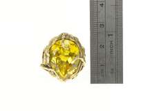 14K Yellow Gold 15.00 Ct Pear Golden Topaz Vine Cocktail Ring