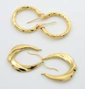 Two Pairs of Gold Hoop Earrings
