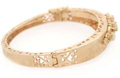 Vintage Round Opal Heirloom Bangle Bracelet in 14K