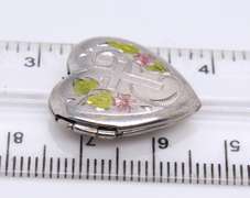 Vintage 925 Sterling Silver Engraved Floral Heart Shaped Locket Pendant