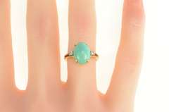 14K Yellow Gold Oval Turquoise Diamond Accent Statement Ring