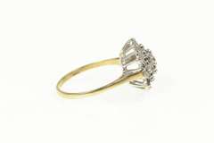 9K Yellow Gold Sapphire Diamond Cluster Striped Cocktail Ring