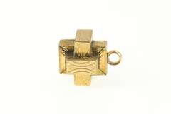 Gold Filled Victorian Engraved Geometric Knot Cube Charm/Pendant