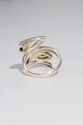 .925 Sterling Silver Ring w/ Peridot Natural Gem Stones Size 7