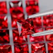Awesome 7.52ct princess cut cherry red Garnet set
