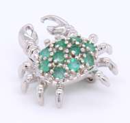 925 Sterling Silver Cubic Zirconia Crab Pin Brooch