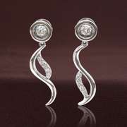 14k White gold & Diamond  Earrings