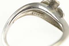 14K White Gold 0.25 Ctw Diamond Plumeria Flower Promise Ring